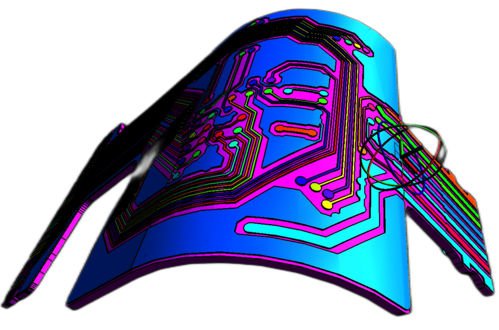 Image showing model of a curved printed circuit board Image showing model of a curved printed circuit board